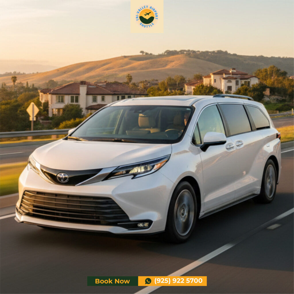 Tri-Valley Airport Shuttle minivan providing reliable airport transportation service in California