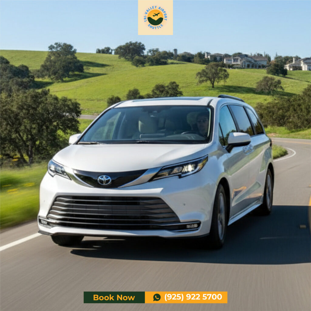 Tri-Valley Airport Shuttle's Toyota Sienna providing 24/7 airport transportation